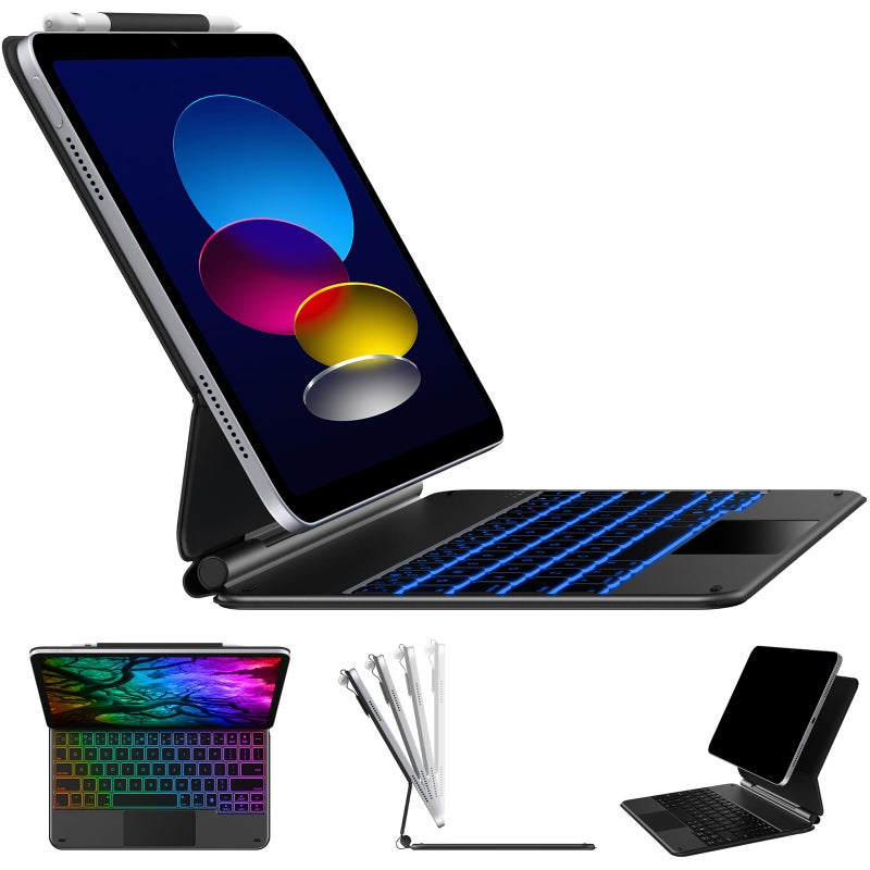 typecase Edge Keyboard Case for iPad 10th Generation 10.9" (2022) – Magnetic Keyboard Case with Multi-Touch Trackpad, 11 Colors Backlight, Slim & Lightweight - Space Black - Image 1