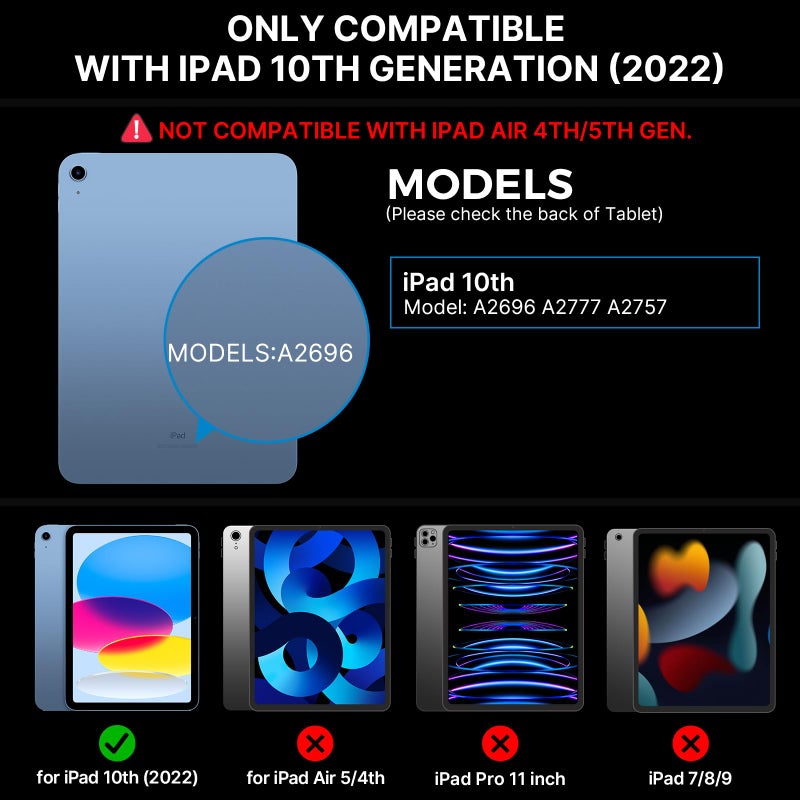 typecase Edge Keyboard Case for iPad 10th Generation 10.9" (2022) – Magnetic Keyboard Case with Multi-Touch Trackpad, 11 Colors Backlight, Slim & Lightweight - Space Black - Image 2