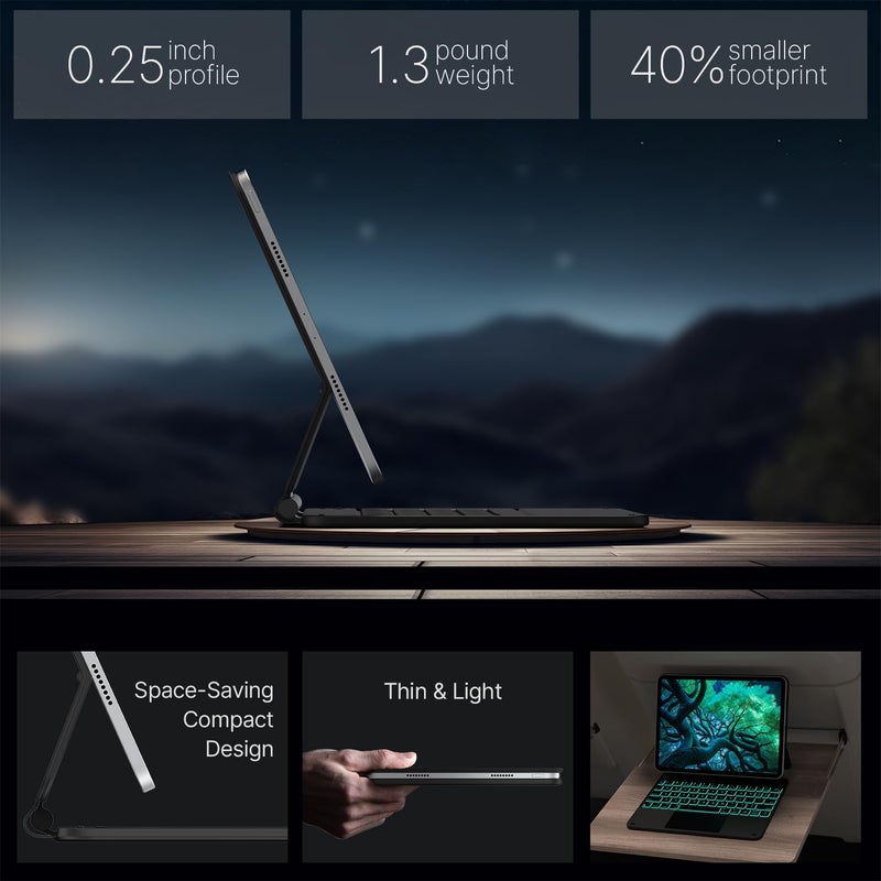 typecase Edge Keyboard Case for iPad 10th Generation 10.9" (2022) – Magnetic Keyboard Case with Multi-Touch Trackpad, 11 Colors Backlight, Slim & Lightweight - Space Black - Image 5