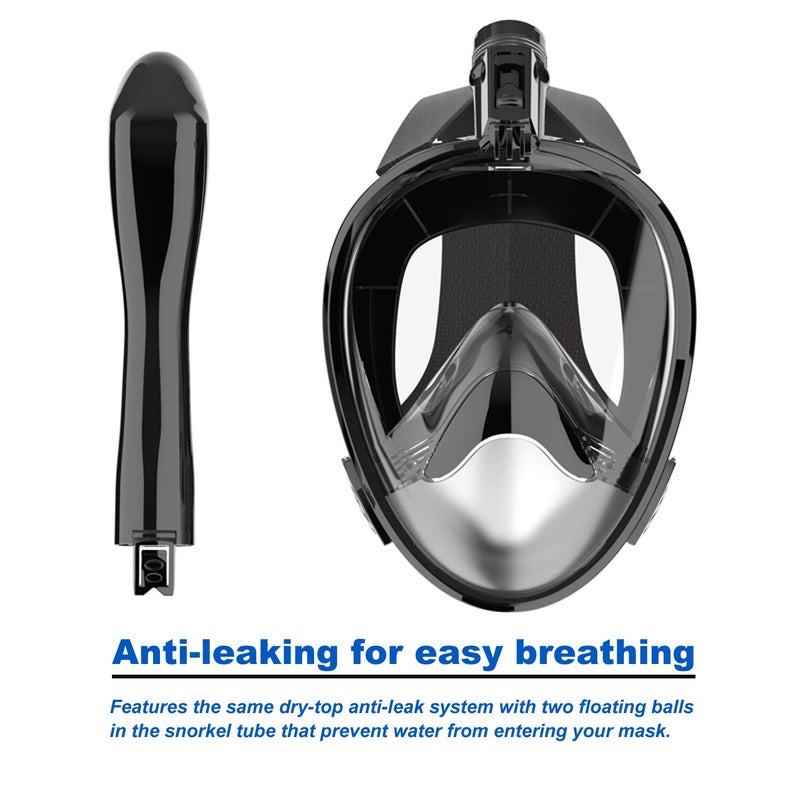 Jwintee Full Face Snorkel Mask, Diving Mask for Kids and Adults,180° Panoramic View Snorkel Mask with Camera Mount, Safe Breathing, Anti-Leak&Anti-Fog - Image 5