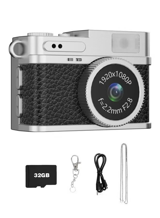 نيوترل كاميرا رقمية صغيرة 1080P Retro CCD، شاشة 0.96 بوصة، كاميرا قديمة محمولة صغيرة الحجم للأنشطة الداخلية/الخارجية، مع بطاقة ذاكرة 32 جيجابايت (أسود) - Image 1