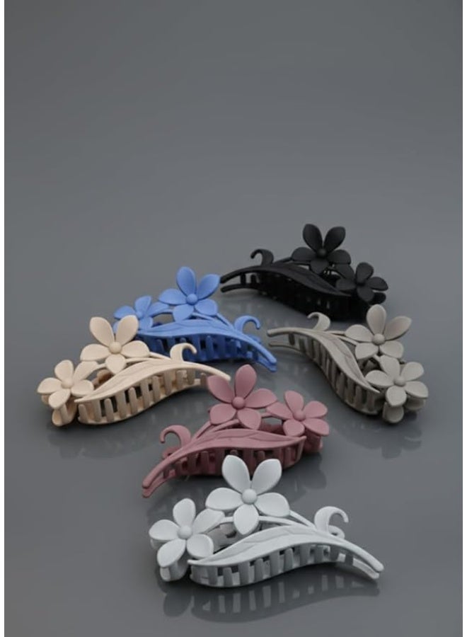 مشابك شعر مزينة بزهرة أنيقة – تثبيت مثالي للشعر الكثيف والطويل بدون انزلاق، تصميم أنثوي جذاب يصلح للاستخدام اليومي والمناسبات الخاصة متعدد الالوان ( قطعتين ) - Image 1