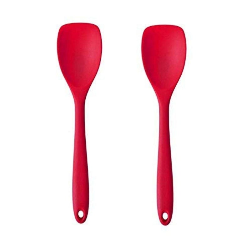 Femora Premium Virgin Silicone Spoon with Grip Handle Red Set of 2 - Image 1
