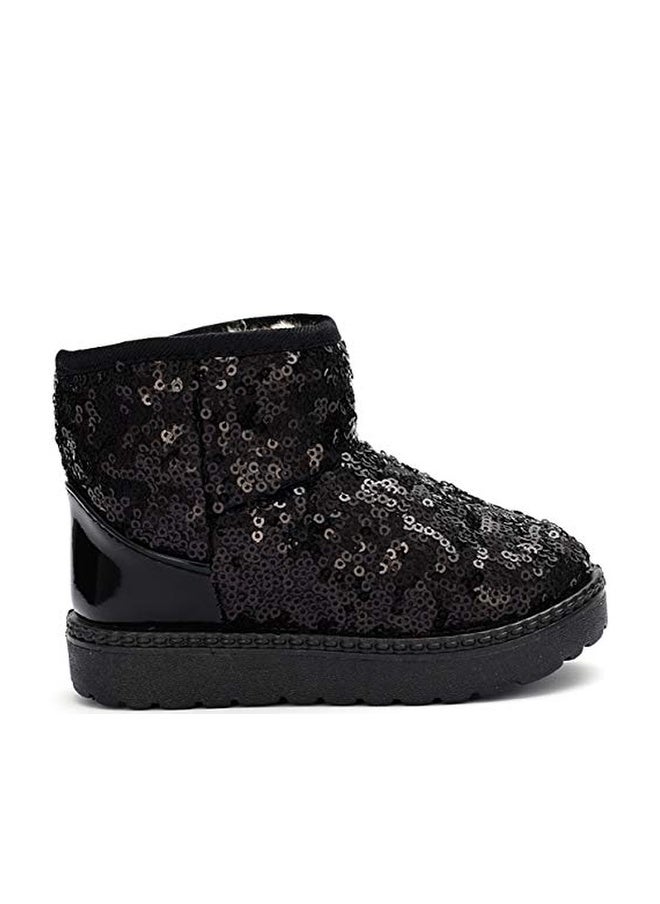 DADAWEN Boy's Girl's Warm Winter Sequin Waterpoof Outdoor Snow Boots Black US Size 9 M Toddler - Image 1