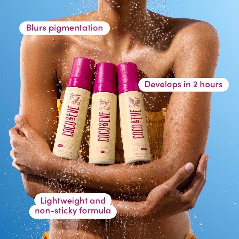 COCO & EVE موس التسمير الذاتي Coco & Eve Sunny Honey Bali Bronzing Self Tanner Mousse - (Dark) All Natural Sunless Tanning Mousse | لوشن التسمير الذاتي الفوري مع كريم تسمير ومرطب للبشرة (6.7 أونصة سائلة) - Image 5