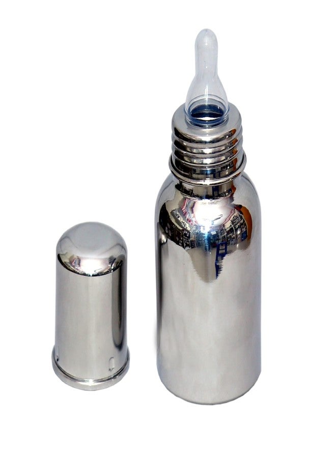 sunlife - Baby Care ml Stainless Steal Feeding Bottle - Premium Steel Feeding Bottle with Advanced Anti Colic Valve,Soft Silicone Staw |Joint Less 304 Grade, BPA Free (Silver) (Baby Bottle 300ml) - Image 1