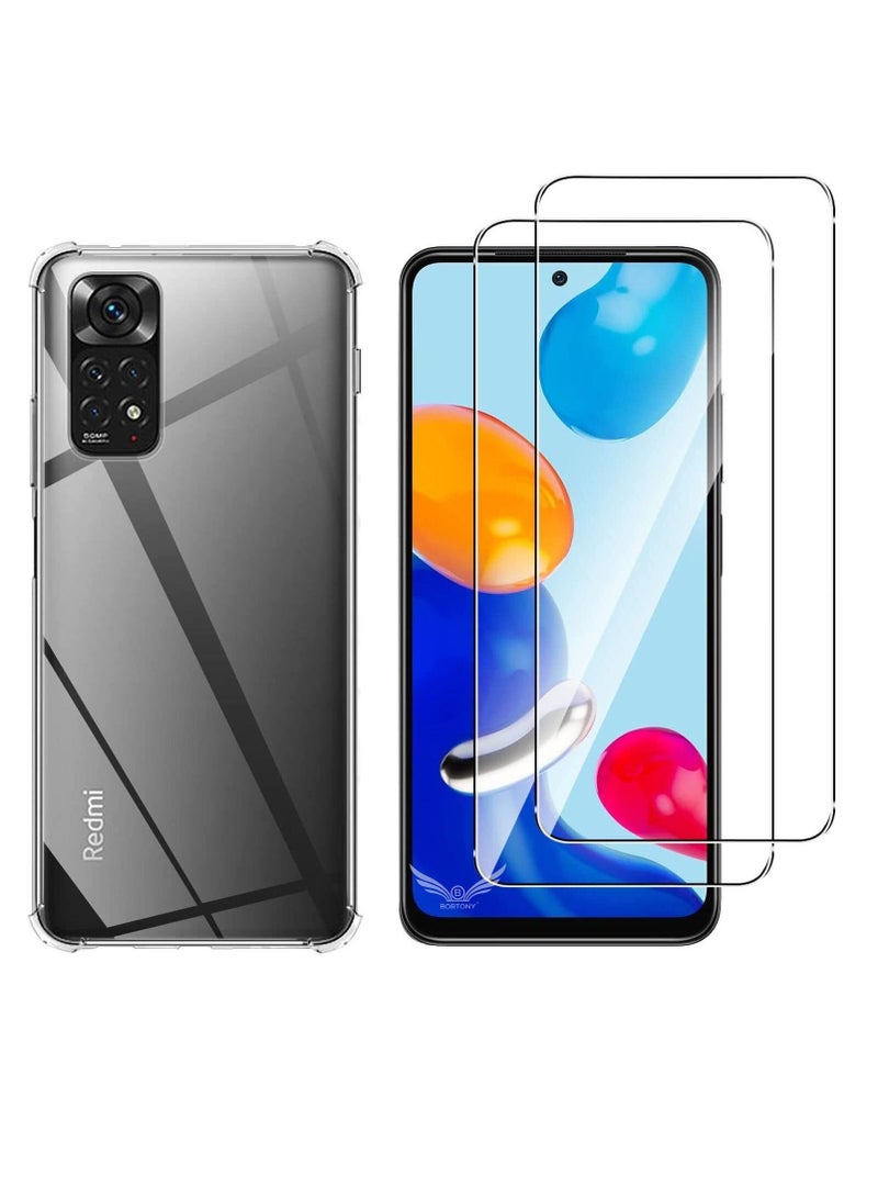 BORTONY Redmi Note 11 Pro Case with 2 Screen Protectors Clear Shockproof Protective Cover Compatible with Xiaomi Redmi Note 11 Pro - Image 1