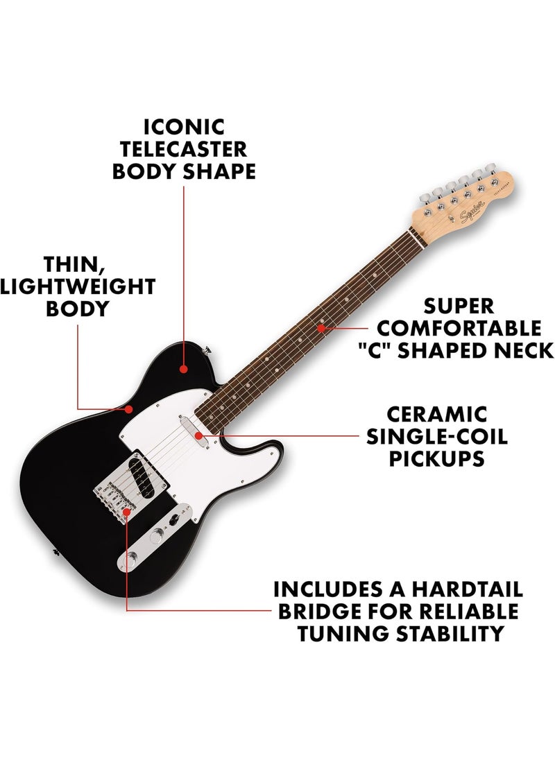 FENDER Fender Squier Debut Series Telecaster Electric Guitar Beginner Guitar 2Year Warranty Includes Free Lessons Black with Satin Urethane Finish  - Image 2
