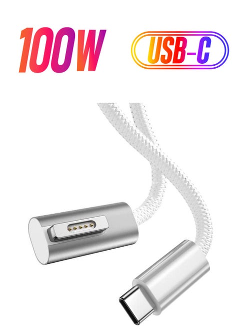 USB C Magnetic Right Angle Adapter USB C 2 T-Tip Cable Cord 1.8M PD 60W 100W Power Fast Head Charging Compatible with Old MacBook Pro After 2012 Year for Magsafe2 C