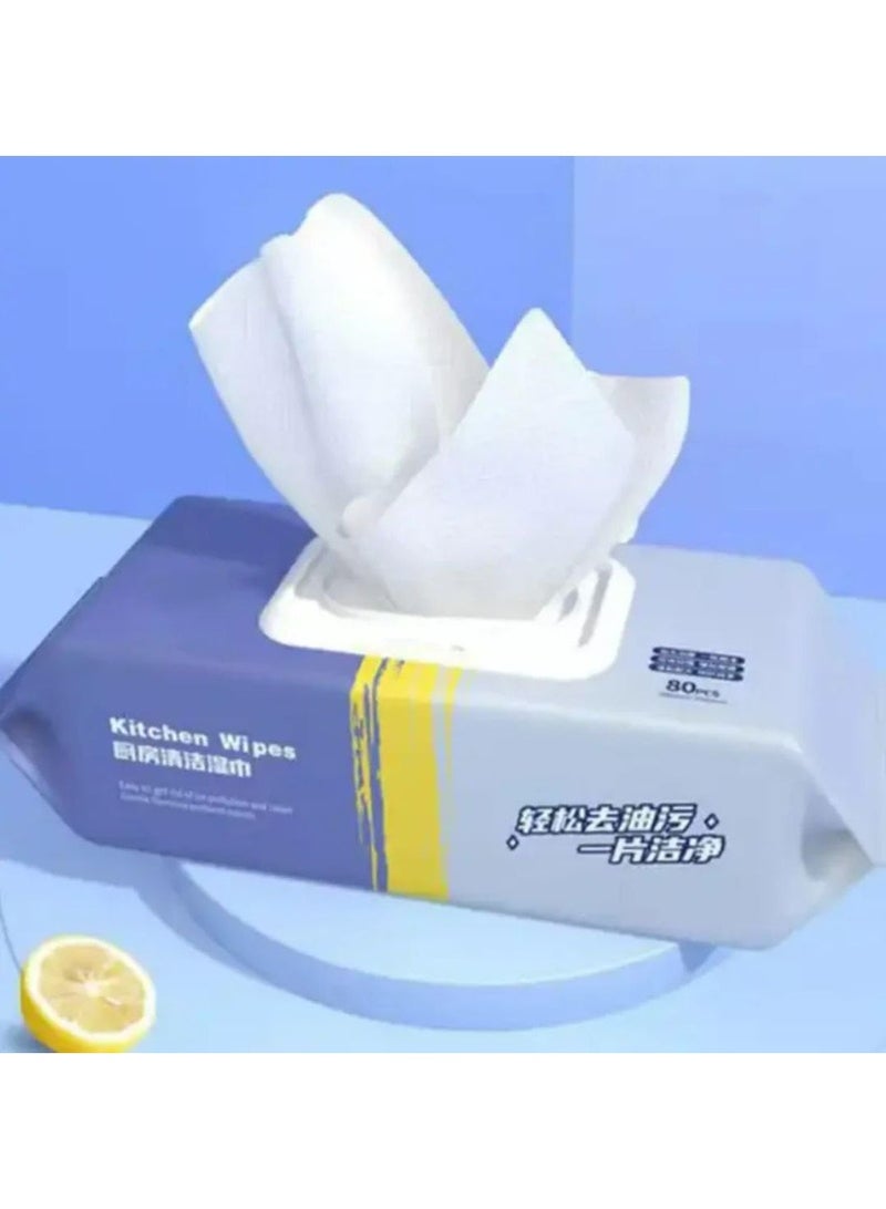 مناديل مطبخ للتنظيف وإزالة الدهون، 2 طقم 160 قطعة، لون أبيض، للاستخدام المنزلي - Image 5