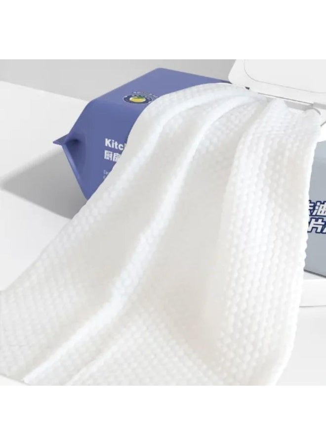 مناديل مطبخ للتنظيف وإزالة الدهون، 2 طقم 160 قطعة، لون أبيض، للاستخدام المنزلي - Image 1