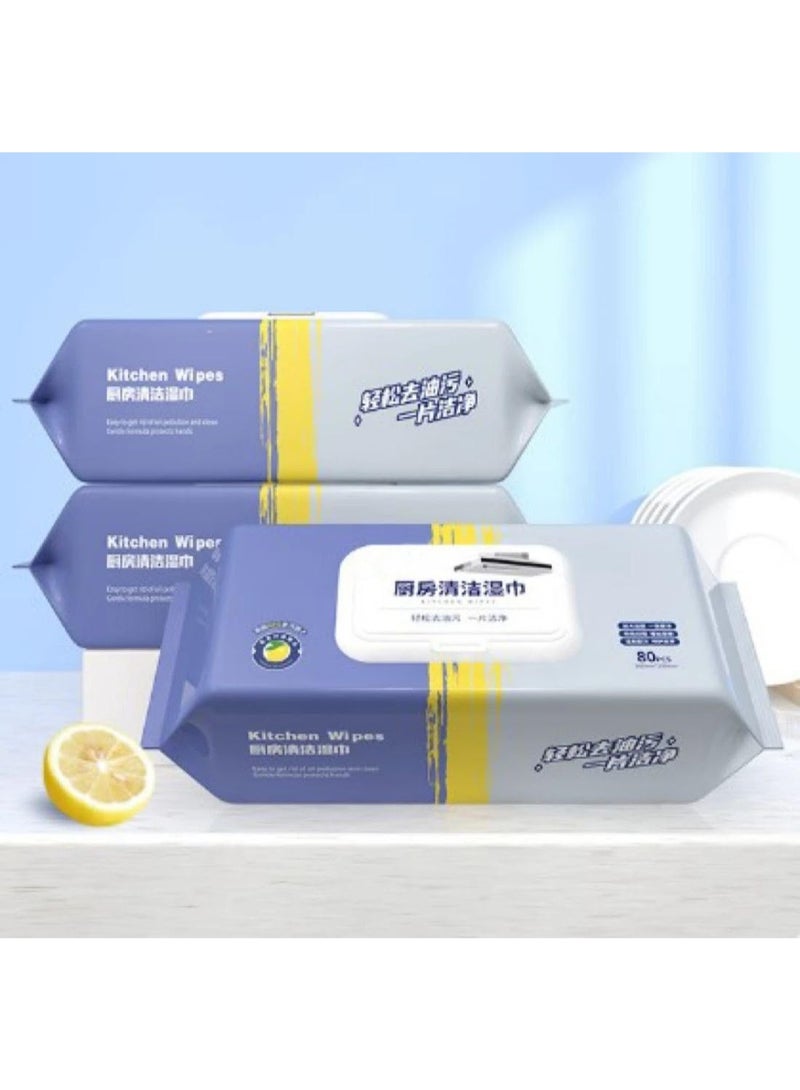 مناديل مطبخ للتنظيف وإزالة الدهون، 2 طقم 160 قطعة، لون أبيض، للاستخدام المنزلي - Image 2