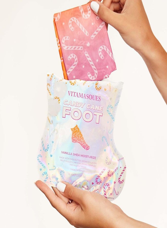 Vitamasques Candy Cane Moisturizing Foot Mask 5 Pairs - Korean Foot Mask with Shea Butter, Nourishing Feet Masks & Foot Moisturizing Socks for Hydration, Soft Skin & Relaxing Self-Care - Image 3