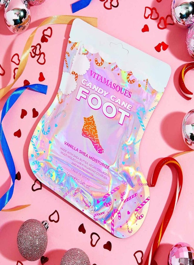 Vitamasques Candy Cane Moisturizing Foot Mask 5 Pairs - Korean Foot Mask with Shea Butter, Nourishing Feet Masks & Foot Moisturizing Socks for Hydration, Soft Skin & Relaxing Self-Care - Image 4