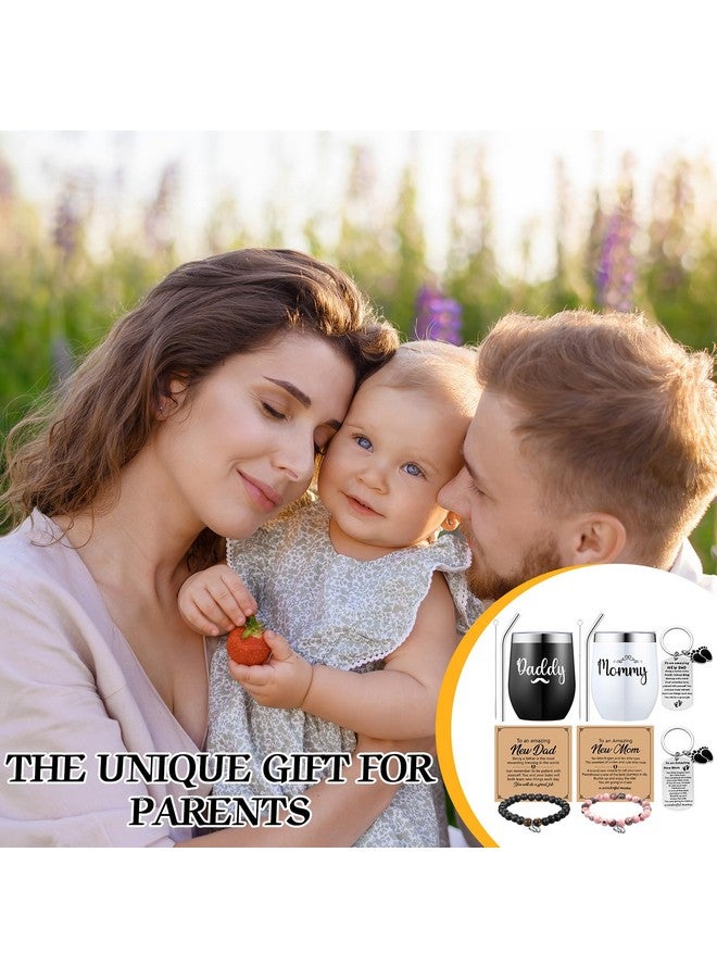 Mifoci Pregnancy Gifts for New Parents Include Mommy and Daddy Tumbler Set Keychains Bead Bracelets New Parents Gender Reveal Gifts for First Time Moms Dad to Be Mothers Fathers Day Baby Shower - Image 5