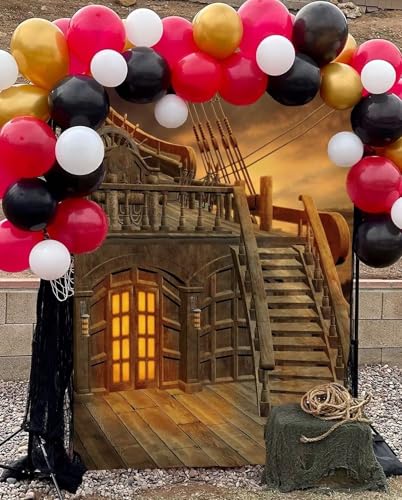 CORFOTO 8x10ft Pirate Ship Deck Backdrop Vintage Sailboat Photography Background Nautical Wooden Battleship Photoshoot Cruise Boys Kids Birthday Party Halloween Pirate Decorations Photo Booth Props - Image 3