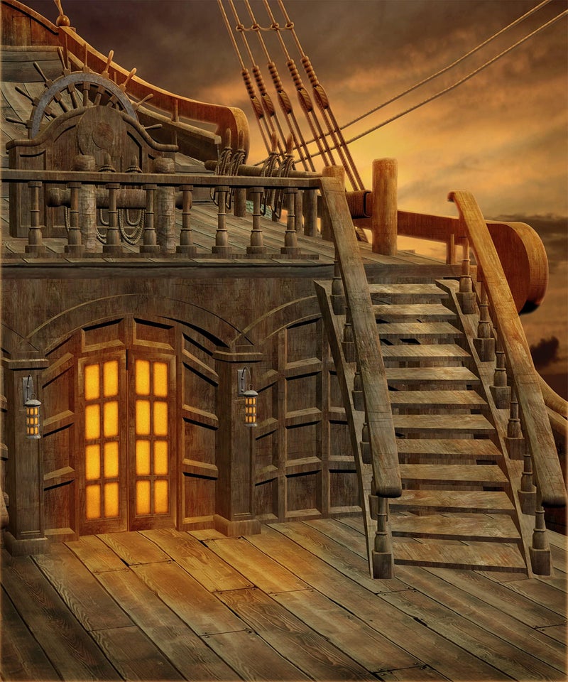 CORFOTO 8x10ft Pirate Ship Deck Backdrop Vintage Sailboat Photography Background Nautical Wooden Battleship Photoshoot Cruise Boys Kids Birthday Party Halloween Pirate Decorations Photo Booth Props - Image 2