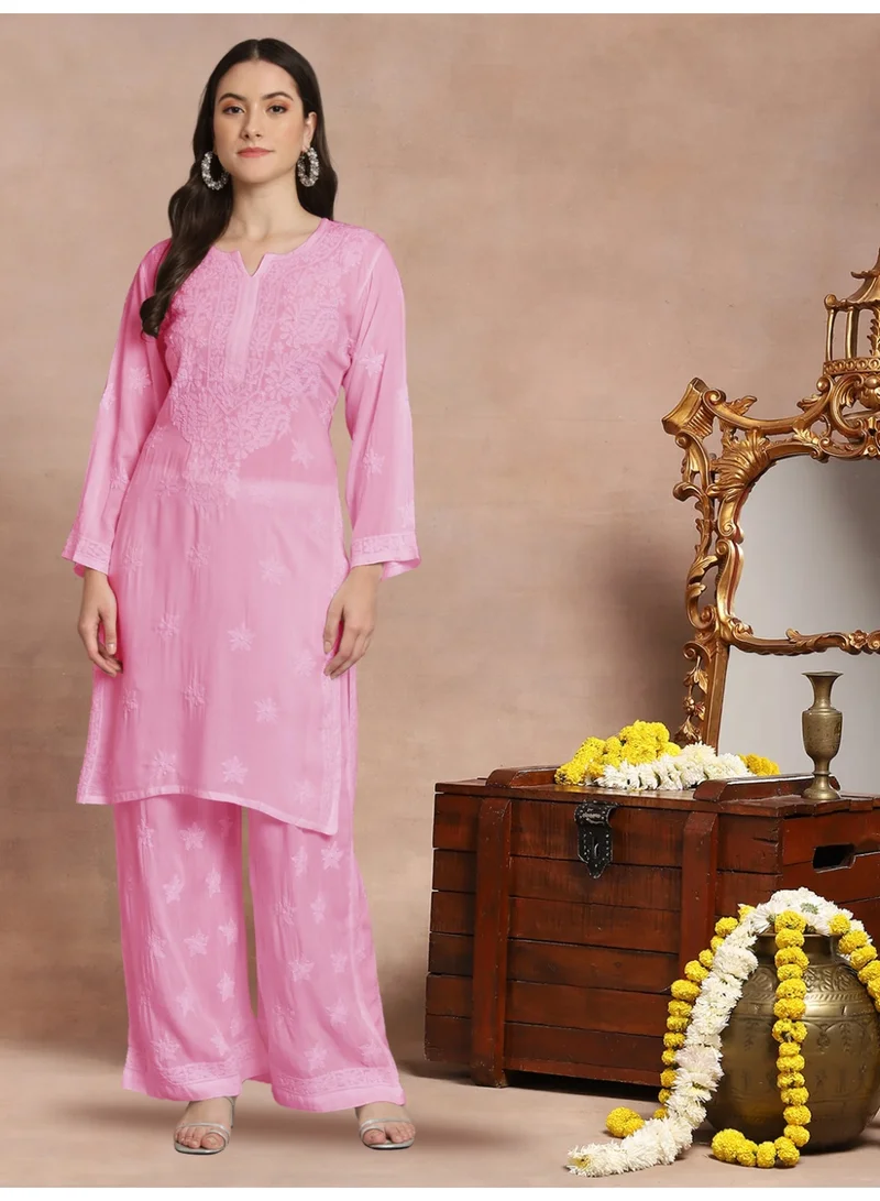 Alaya Women Hand Embroidered Lucknowi Chikankari Modal Kurta Set AL3662