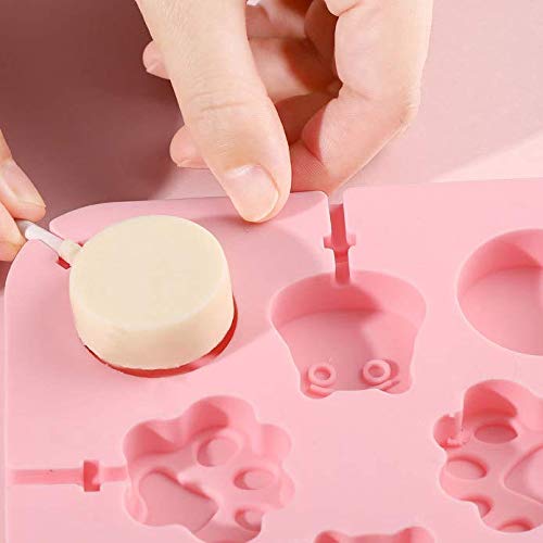 Aeyistry Creative Animals,lollipop and Cat's Paw Shaped Fondant Mold,Chocolate Candy Silicone Cake Mould,Fondant Cake Decorating Tools(Pink) - Image 4