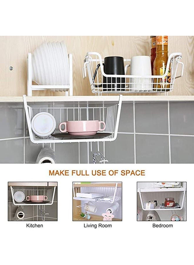 AKDC Under Shelf Basket with Hook Stable Under Cabinet Baskets Hanging Storage Baskets for Kitchen Office Pantries Bathroom Cupboards(2 Pack) (White)  - Image 5