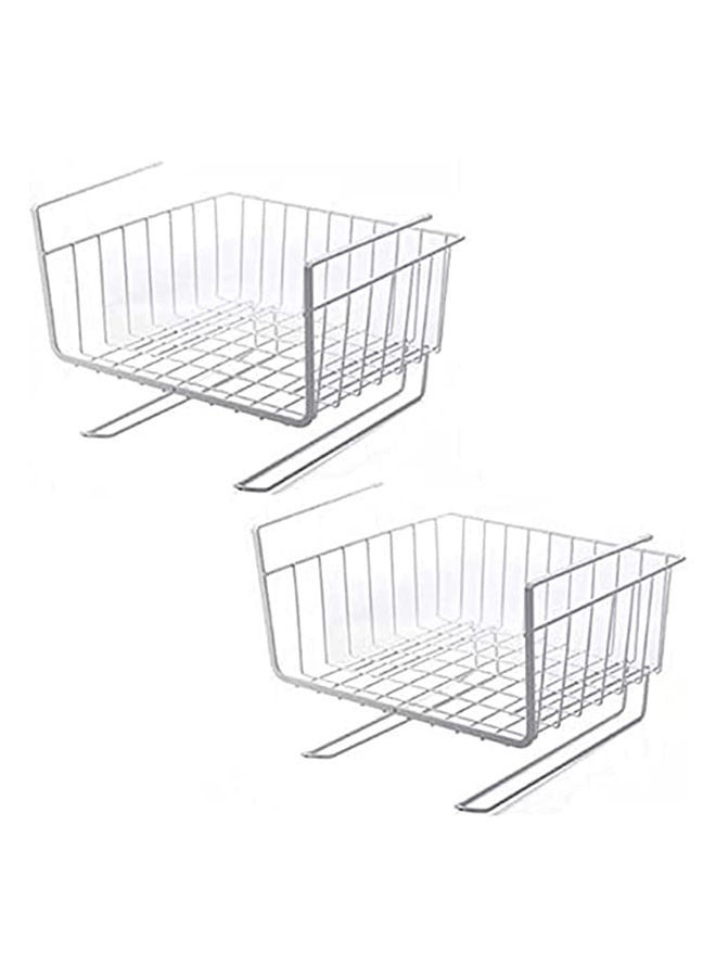 AKDC Under Shelf Basket with Hook Stable Under Cabinet Baskets Hanging Storage Baskets for Kitchen Office Pantries Bathroom Cupboards(2 Pack) (White)  - Image 1