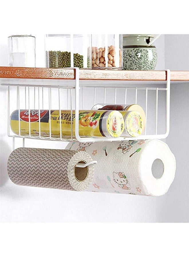 AKDC Under Shelf Basket with Hook Stable Under Cabinet Baskets Hanging Storage Baskets for Kitchen Office Pantries Bathroom Cupboards(2 Pack) (White)  - Image 2
