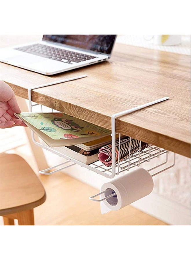 AKDC Under Shelf Basket with Hook Stable Under Cabinet Baskets Hanging Storage Baskets for Kitchen Office Pantries Bathroom Cupboards(2 Pack) (White)  - Image 4