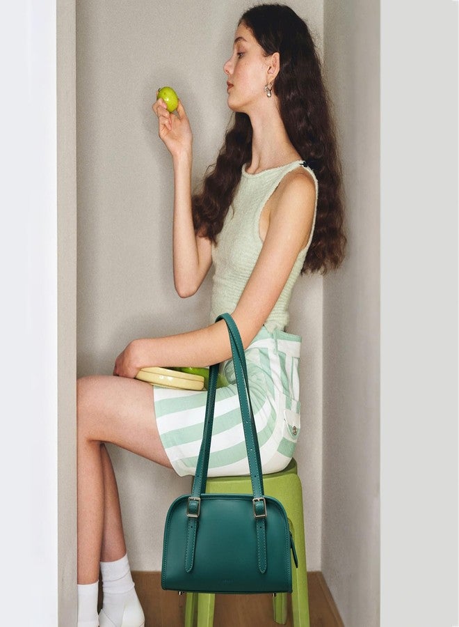 Keyli Swing Zip Shoulder Bag Fashion Purses for Women, Leather Shoulder Handbag Top-Handle Hobo Bags with Adjustable Strap, Green - Image 2