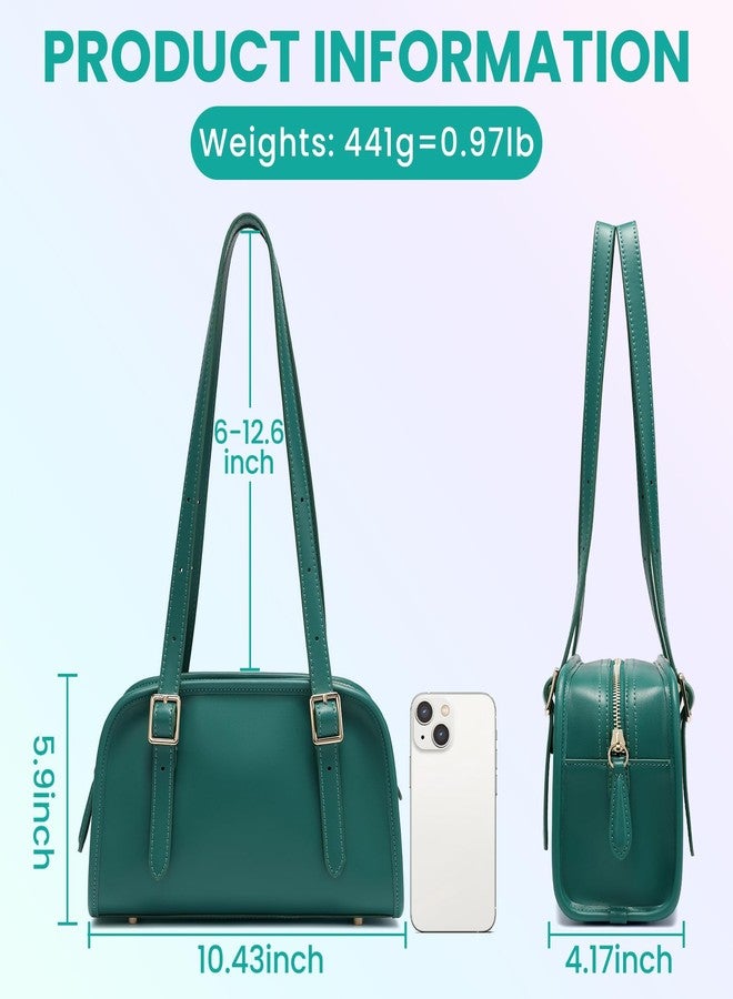 Keyli Swing Zip Shoulder Bag Fashion Purses for Women, Leather Shoulder Handbag Top-Handle Hobo Bags with Adjustable Strap, Green - Image 4