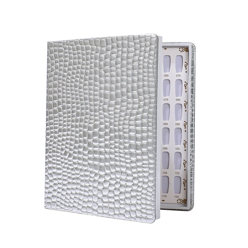 NMKL38 120 Nail Color Chart Display Book for UV Gel Color Cards Salon Tool with False Nail Tips (Silver) - Image 1
