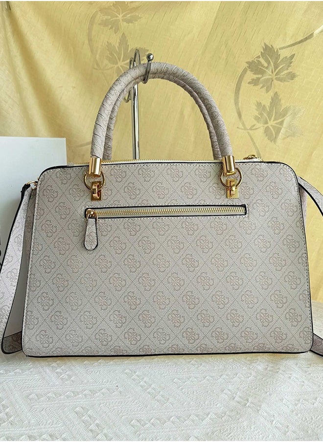 GUESS - GUESS New Medieval Hand-held Printed Tote Handbag White - Image 1