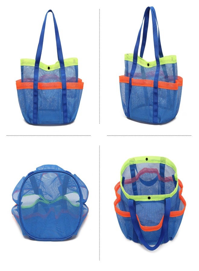 ASBEFORE Mesh Shower Caddy Tote Bag, Large Portable Quick-Dry Caddy Organizer with Handle, Camping Travel Beach College Dorm Room Essentials Toiletry Bag (Royal Blue) - Image 4