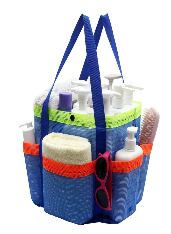 ASBEFORE Mesh Shower Caddy Tote Bag, Large Portable Quick-Dry Caddy Organizer with Handle, Camping Travel Beach College Dorm Room Essentials Toiletry Bag (Royal Blue) - Image 1