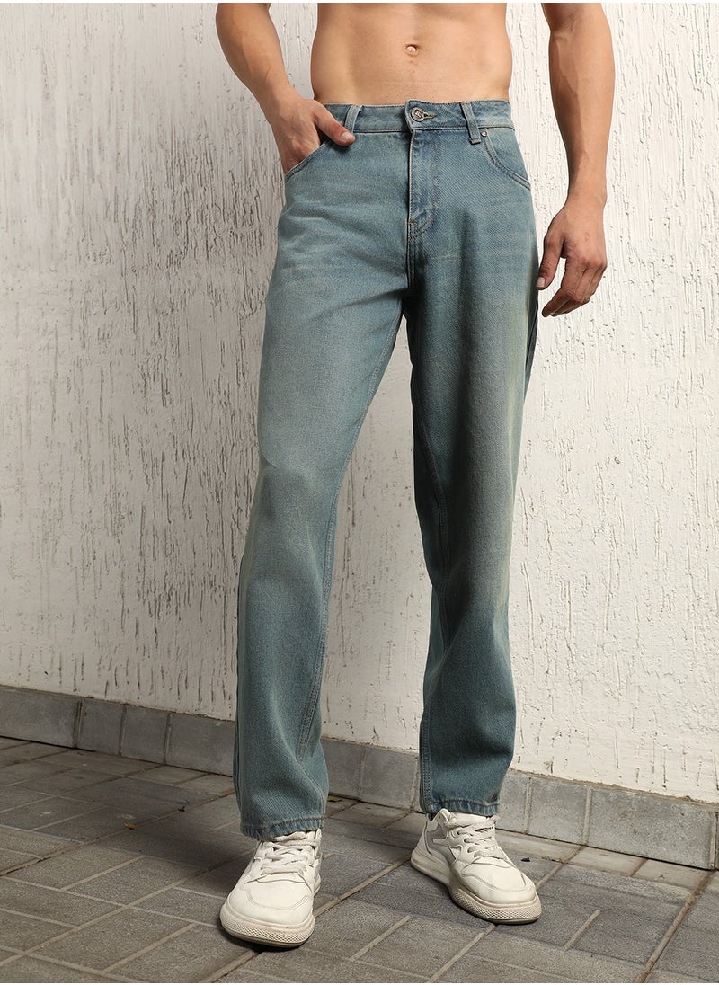 Hubberholme Straight Tapered Fit Clean Look Light Fade Jeans for Men  - Image 2