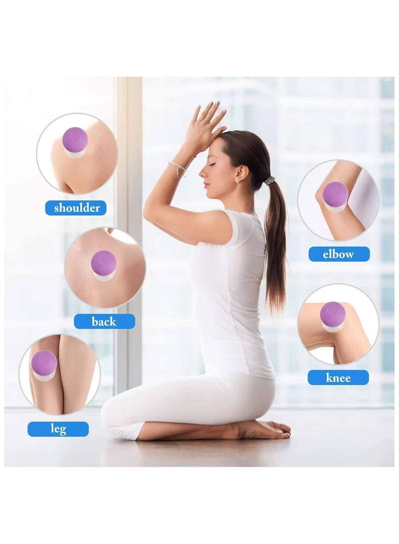 Generic 4-piece facial cupping massager - vacuum negative pressure cupping set | silicone suction cup+glass cup | unblocks meridians, tightens and wrinkles | suitable for facial/body lymphatic detoxification (purple)  - Image 5