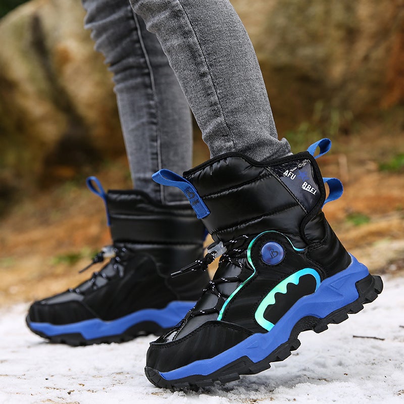 Children'S Thickened Snow Boots Winter Boys' Middle School Students Non-Slip Waterproof Fleece-Lined Warm Northeast Large Cotton Shoes - Image 2