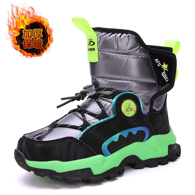 Children'S Thickened Snow Boots Winter Boys' Middle School Students Non-Slip Waterproof Fleece-Lined Warm Northeast Large Cotton Shoes - Image 1