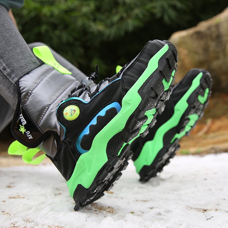 Children'S Thickened Snow Boots Winter Boys' Middle School Students Non-Slip Waterproof Fleece-Lined Warm Northeast Large Cotton Shoes - Image 3