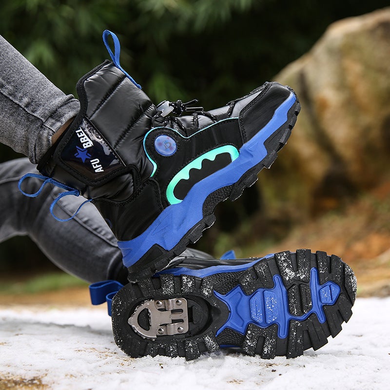 Children'S Thickened Snow Boots Winter Boys' Middle School Students Non-Slip Waterproof Fleece-Lined Warm Northeast Large Cotton Shoes - Image 5