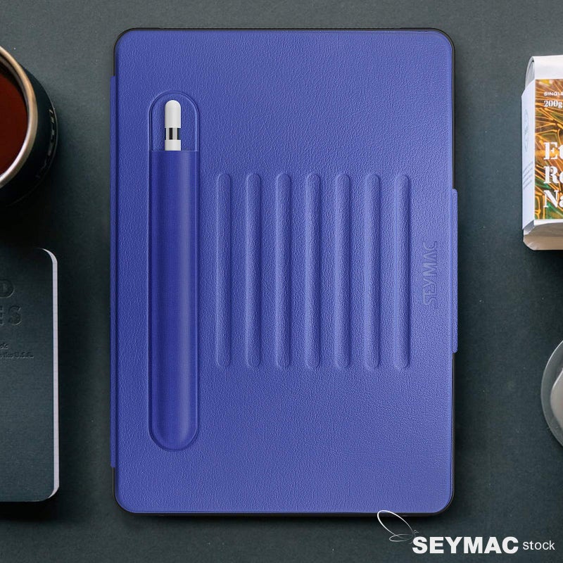 SEYMAC stock حافظة SEYMAC لجهاز iPad الجيل 9/8/7 10.2''، حافظة قوية مغناطيسية مع خاصية النوم التلقائي ومضادة للصدمات مع حامل متعدد الزوايا، حامل قلم، فتحة بطاقة (زرقاء) - Image 5