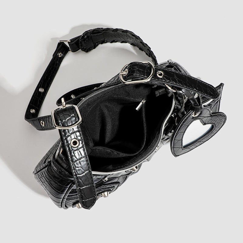 2026 New Fashion Rivet Shoulder Bag, 3-in-1 Handheld/Crossbody Crescent Bag - Image 2