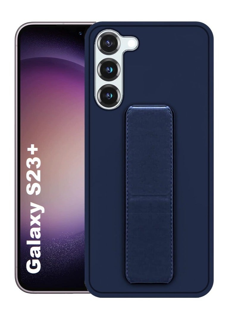 JOMILA Samsung Galaxy S23 Plus Grip Case Magnetic Kickstand Cover with Foldable Hand Strap Dark Blue - Image 1