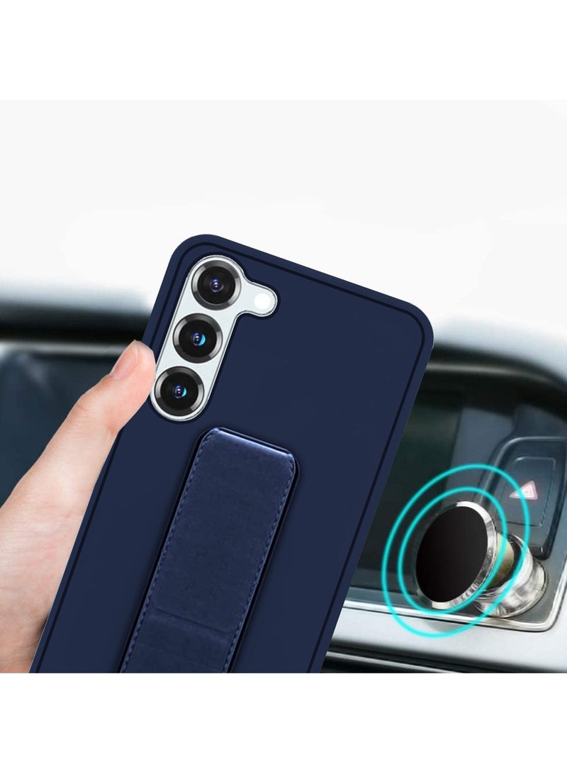 JOMILA Samsung Galaxy S23 Plus Grip Case Magnetic Kickstand Cover with Foldable Hand Strap Dark Blue - Image 4