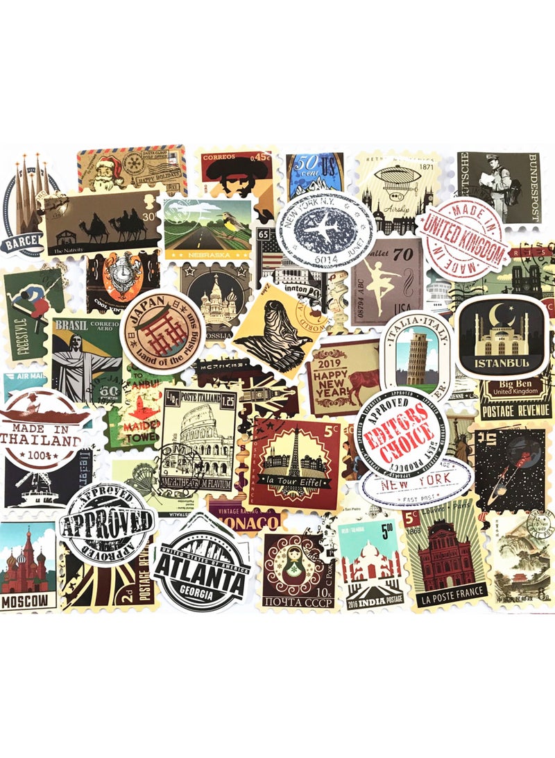 ملصقات جرافيتي لحقيبة السفر 50 ملصقًا غير متكرر لطوابع الأمتعة على الجدران - Image 1