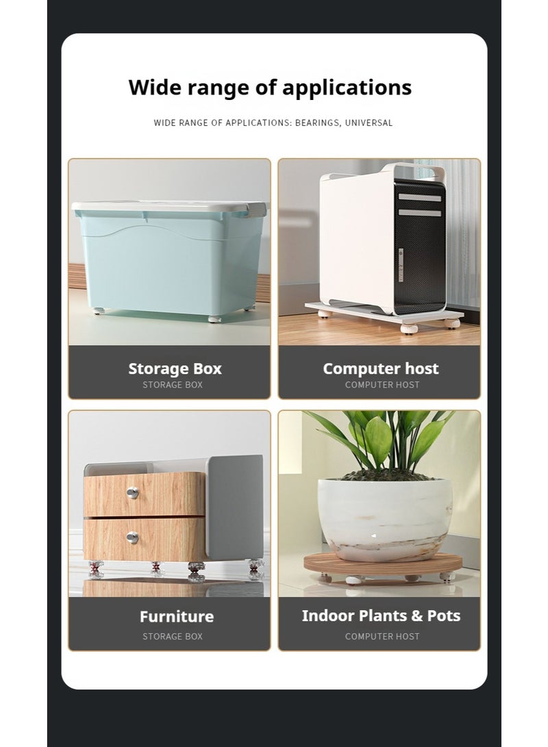 عجلات دوارة لاصقة مع فرامل، 360° دوران سلس وصامت، بدون حفر، عجلات قوية لتحريك الأثاث والصناديق والأجهزة المنزلية (طقم 4 قطع) - Image 5