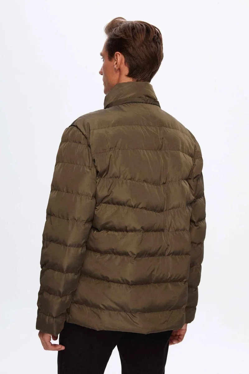 D'S DAMAT Regular Fit Khaki Puffer Hooded Jacket 9HF07ORT0808