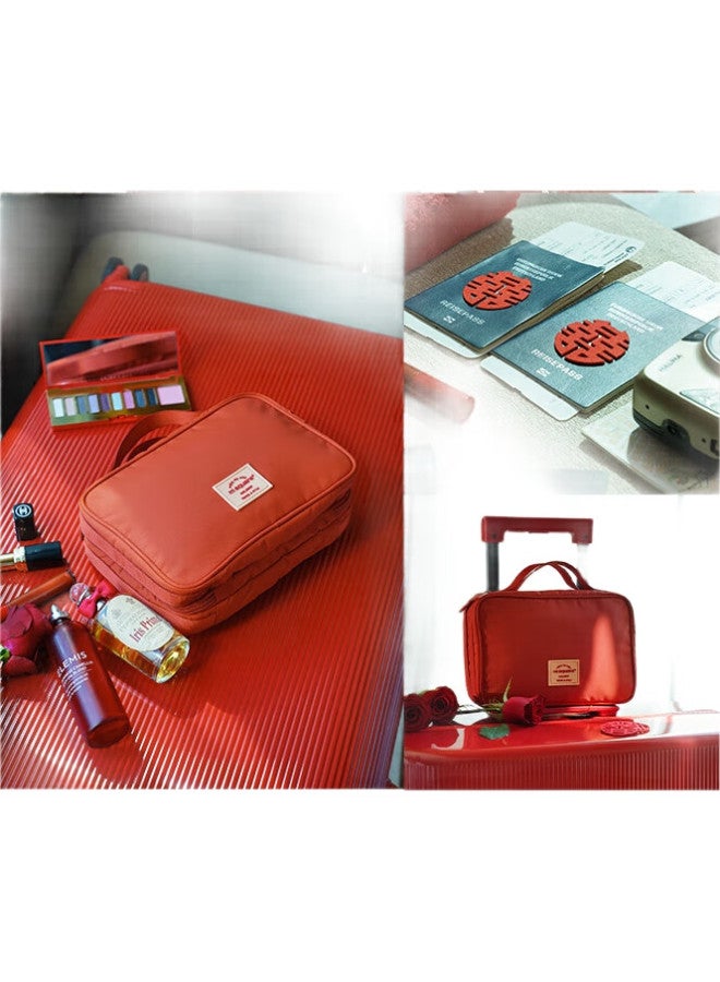 M Square Travel Toiletry Bag, Large Capacity Portable Makeup Bag, Travel Storage Bag, Wall Red [toiletry Bag] - Image 3