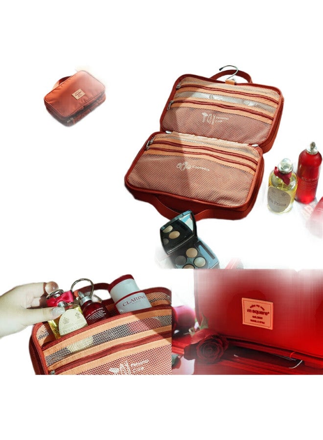 M Square Travel Toiletry Bag, Large Capacity Portable Makeup Bag, Travel Storage Bag, Wall Red [toiletry Bag] - Image 2