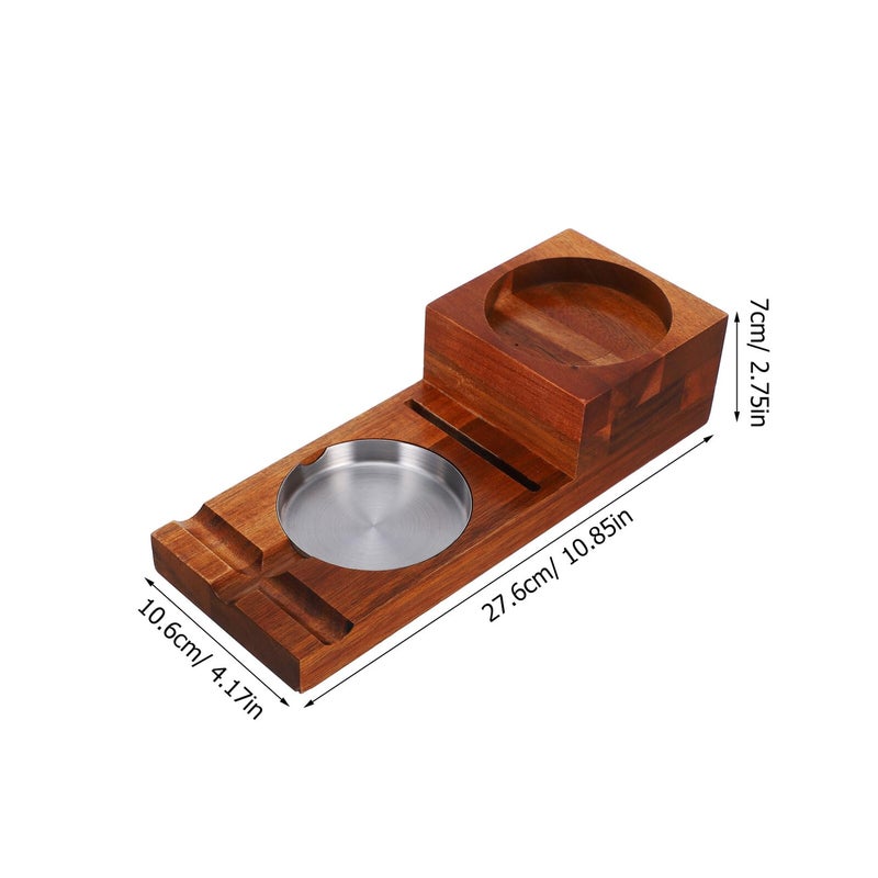 Wooden Cigar Ashtray With Whiskey Glass Holder Multifunctional Tray For Home Bar Office - Image 3