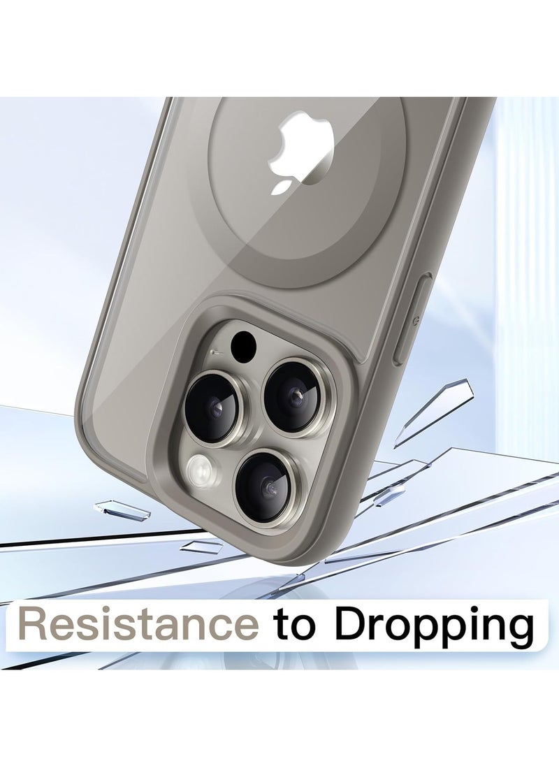 Denx Magnetic Case for iPhone 15 Pro Case, Compatible with MagSafe, Plating Luxury Cover, Clear Soft TPU Shockproof Protective Phone Case, (Natural Titanium)  - Image 5